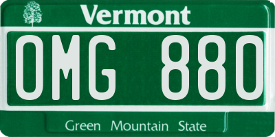 VT license plate OMG880