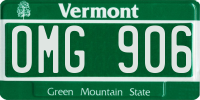 VT license plate OMG906