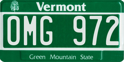 VT license plate OMG972