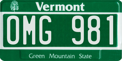 VT license plate OMG981