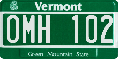 VT license plate OMH102