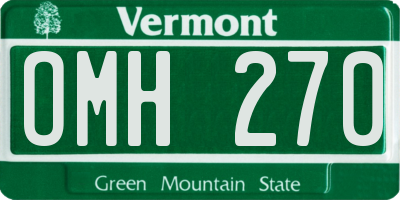 VT license plate OMH270
