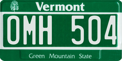 VT license plate OMH504