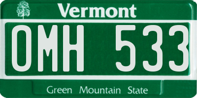 VT license plate OMH533