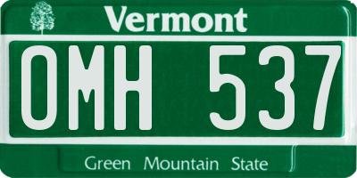 VT license plate OMH537