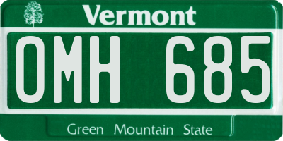 VT license plate OMH685