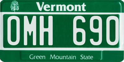 VT license plate OMH690
