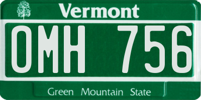 VT license plate OMH756