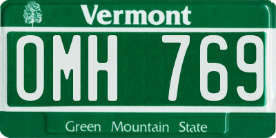 VT license plate OMH769