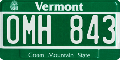 VT license plate OMH843