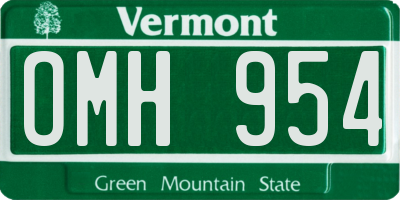 VT license plate OMH954