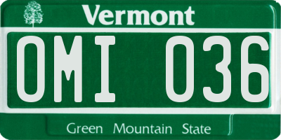 VT license plate OMI036