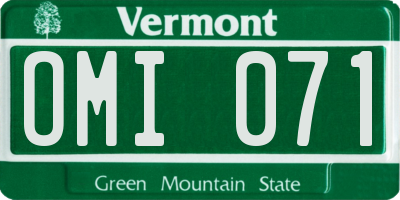 VT license plate OMI071