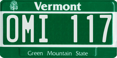 VT license plate OMI117