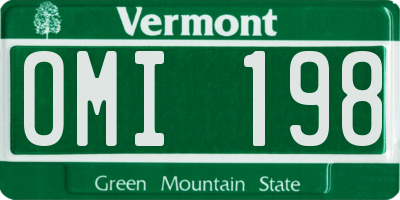 VT license plate OMI198