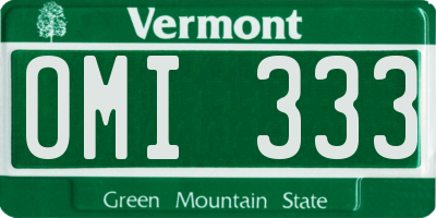 VT license plate OMI333