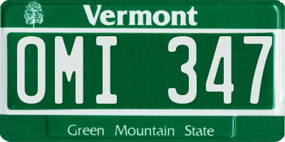 VT license plate OMI347