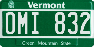 VT license plate OMI832