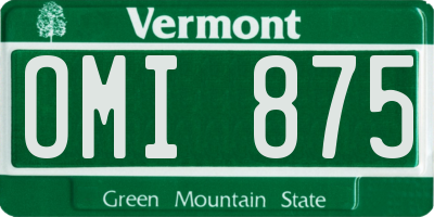 VT license plate OMI875