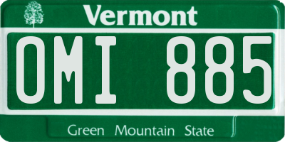 VT license plate OMI885