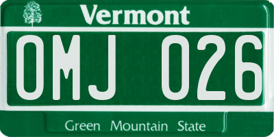 VT license plate OMJ026
