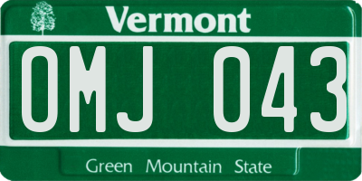 VT license plate OMJ043