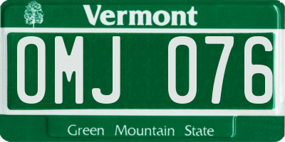 VT license plate OMJ076