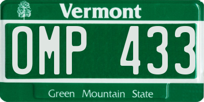 VT license plate OMP433
