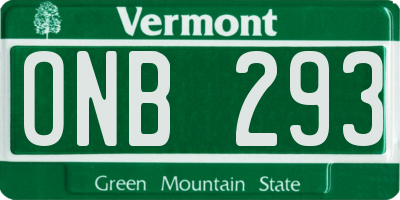 VT license plate ONB293