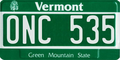 VT license plate ONC535