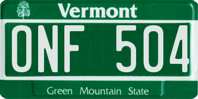 VT license plate ONF504