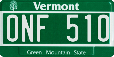 VT license plate ONF510
