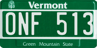 VT license plate ONF513