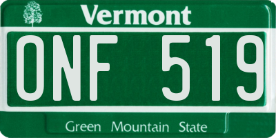 VT license plate ONF519