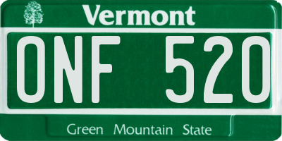 VT license plate ONF520