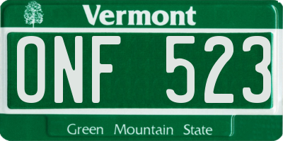 VT license plate ONF523