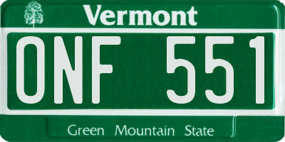 VT license plate ONF551
