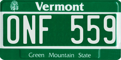 VT license plate ONF559