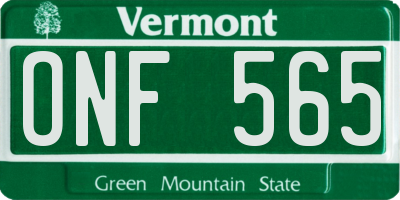 VT license plate ONF565