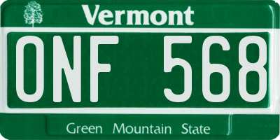 VT license plate ONF568
