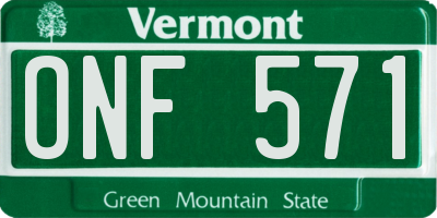 VT license plate ONF571