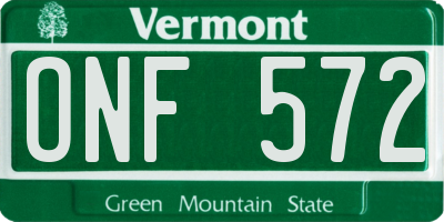 VT license plate ONF572