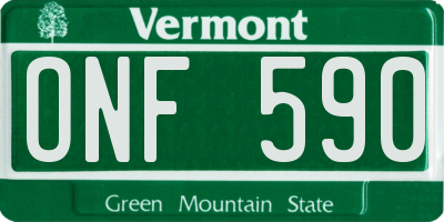 VT license plate ONF590