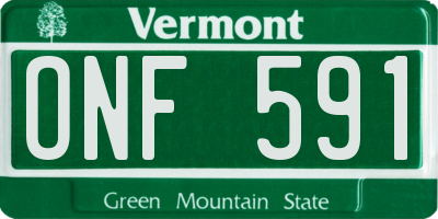 VT license plate ONF591