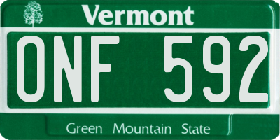 VT license plate ONF592