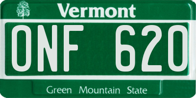 VT license plate ONF620