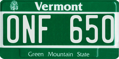 VT license plate ONF650