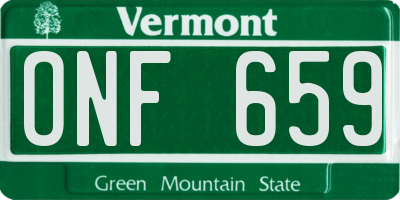 VT license plate ONF659