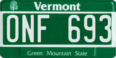 VT license plate ONF693