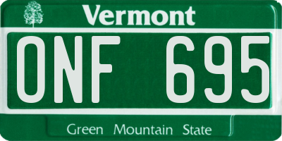 VT license plate ONF695